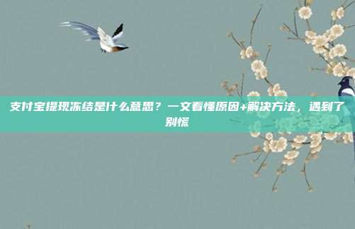 支付宝提现冻结是什么意思？一文看懂原因+解决方法，遇到了别慌