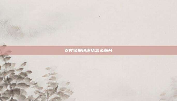 支付宝提现冻结怎么解开