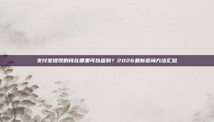 支付宝提现的钱在哪里可以查到？2026最新查询方法汇总