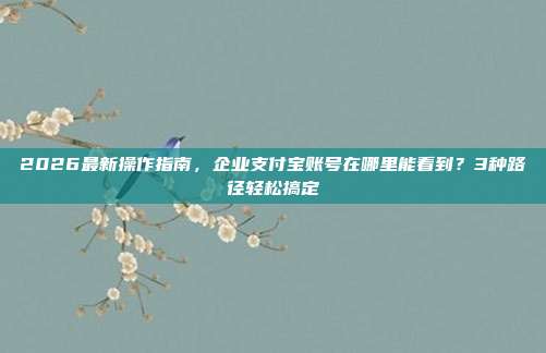 2026最新操作指南，企业支付宝账号在哪里能看到？3种路径轻松搞定