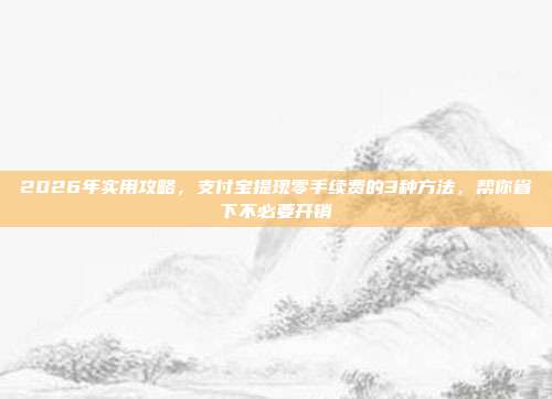 2026年实用攻略，支付宝提现零手续费的3种方法，帮你省下不必要开销