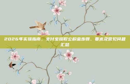 2026年实操指南,支付宝提取公积金步骤、要求及常见问题汇总