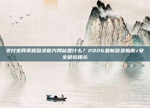 支付宝网页版登录官方网站是什么？2026最新登录指南+安全避坑提示