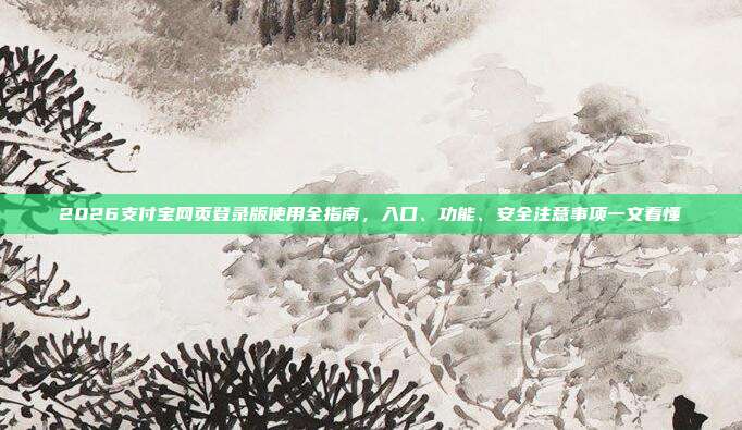 2026支付宝网页登录版使用全指南,入口、功能、安全注意事项一文看懂