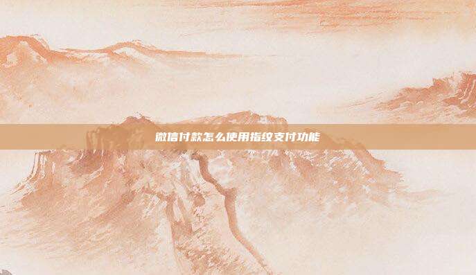 微信付款怎么使用指纹支付功能