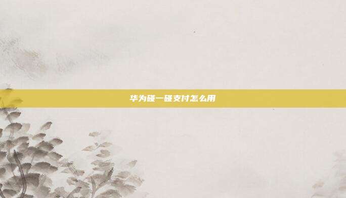 华为碰一碰支付怎么用
