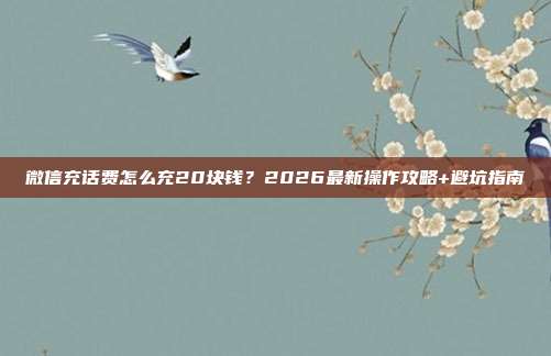 微信充话费怎么充20块钱？2026最新操作攻略+避坑指南
