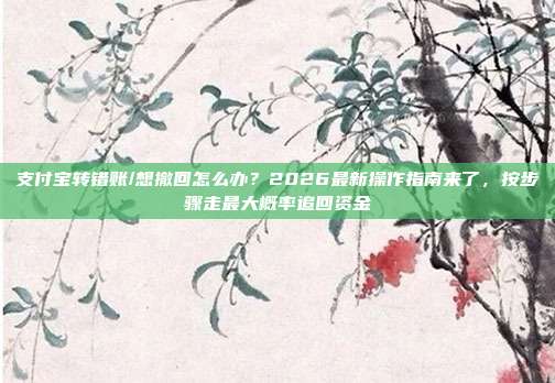 支付宝转错账/想撤回怎么办？2026最新操作指南来了，按步骤走最大概率追回资金