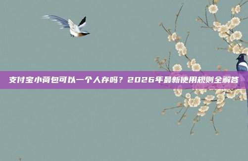 支付宝小荷包可以一个人存吗？2026年最新使用规则全解答