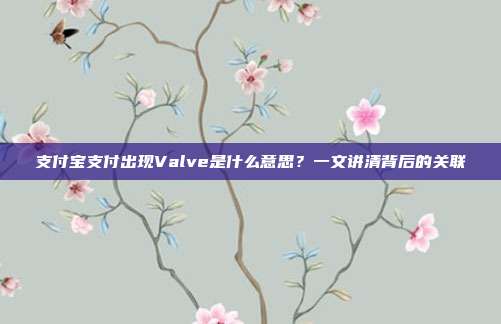 支付宝支付出现Valve是什么意思？一文讲清背后的关联