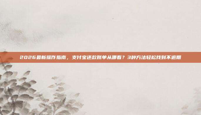 2026最新操作指南，支付宝还款账单从哪看？3种方法轻松找到不逾期